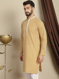 Anouk Geometric Printed Cotton Cermin Kerja Pathani Kurta