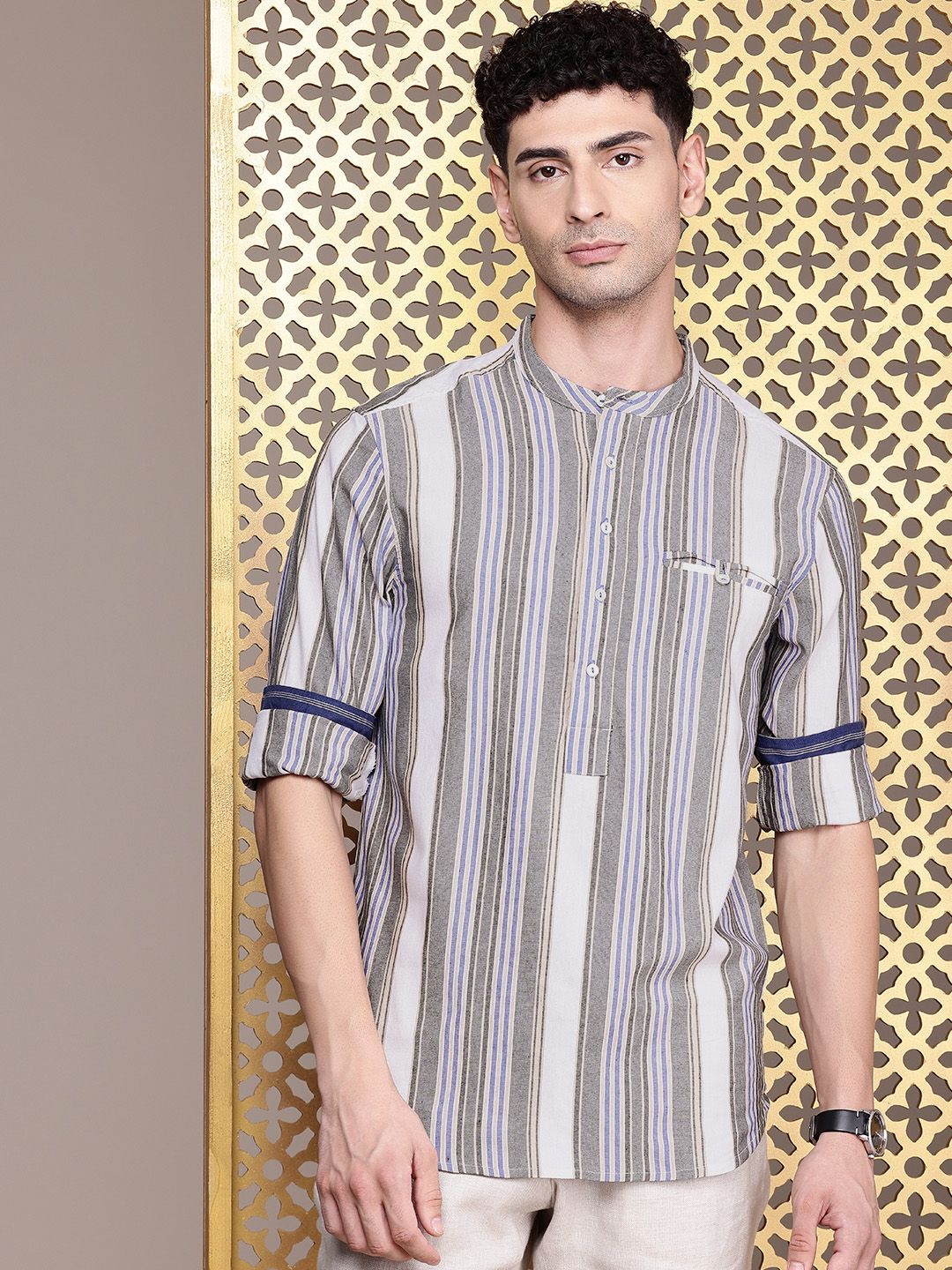 House of Pataudi Striped Rozana Kurta