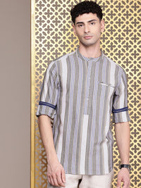 House of Pataudi Striped Rozana Kurta