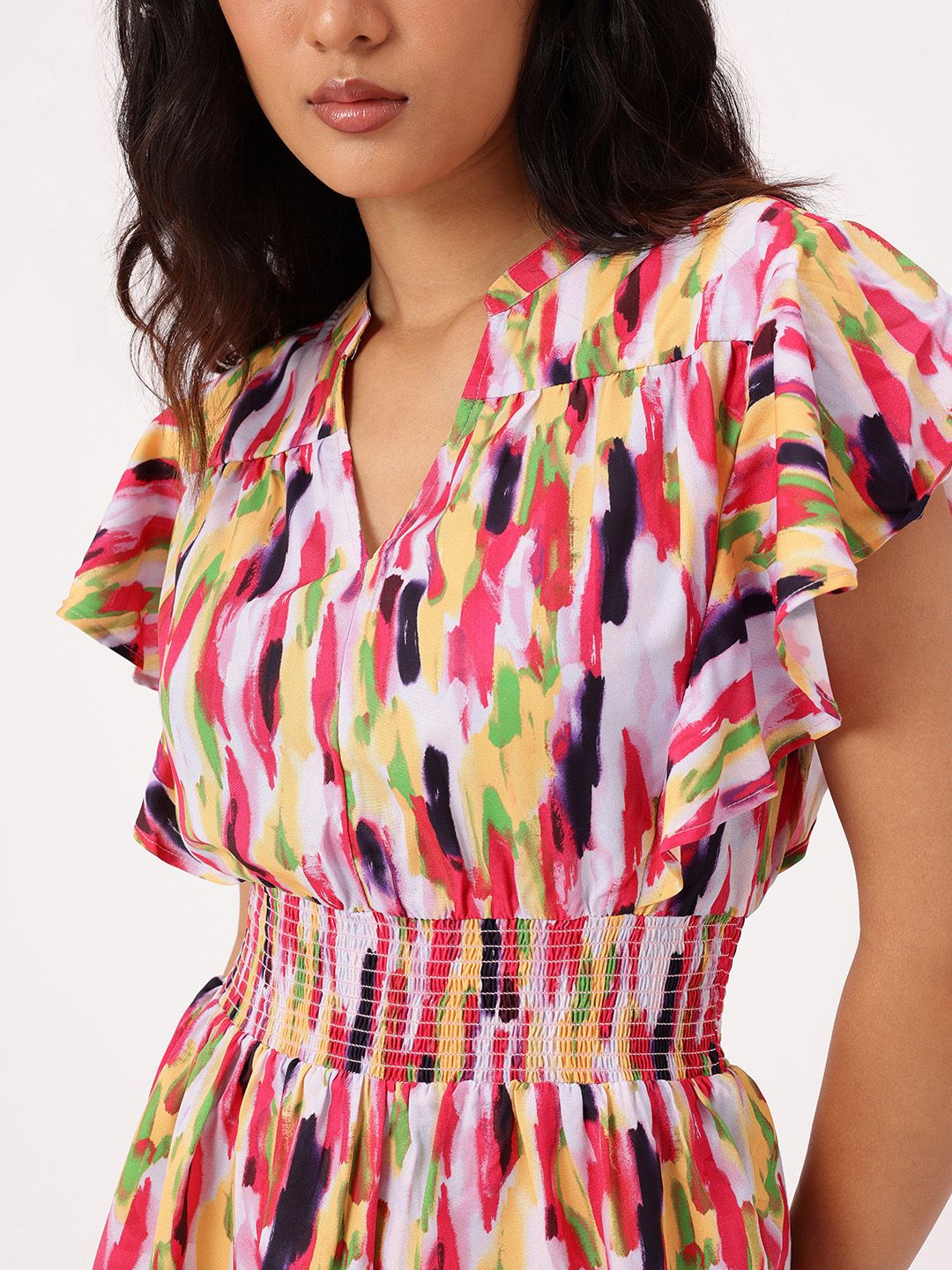 DressBerry Color Kaleidoscope Smocked A-Line Dress
