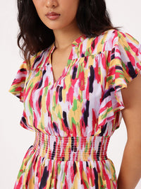 DressBerry Color Kaleidoscope Smocked A-Line Dress