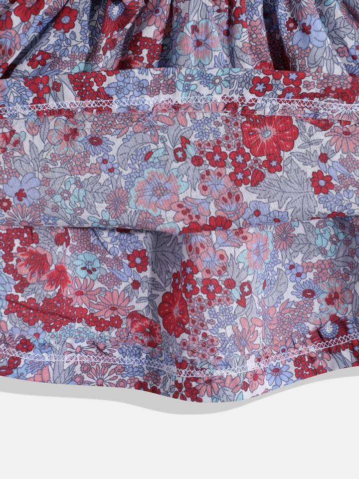 Moms Love Infant Girls Floral Print Bow Detail Pleated Fit & Flare Dress