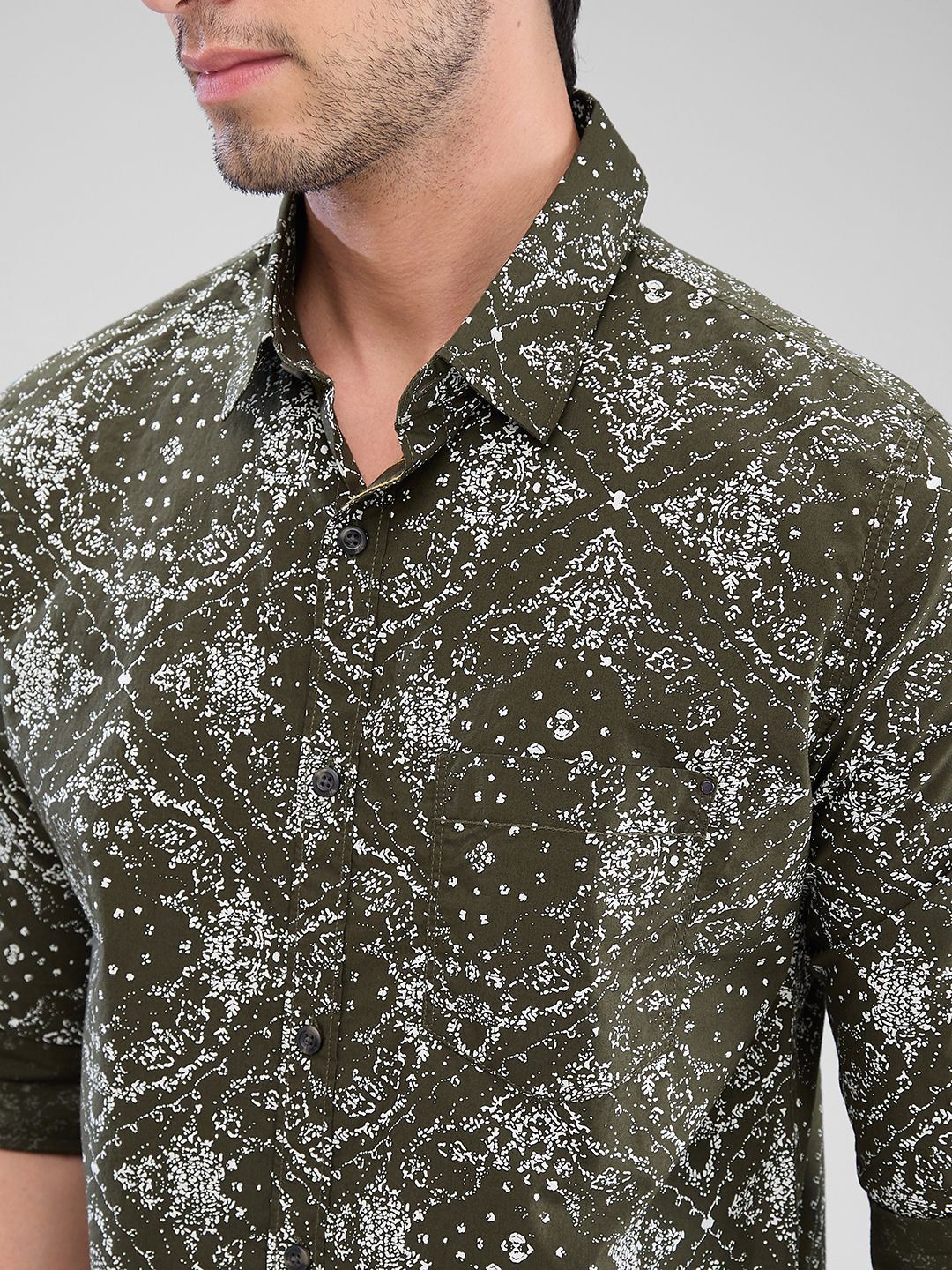 SPYKAR Men Slim Fit Abstract Opaque Printed Casual Shirt