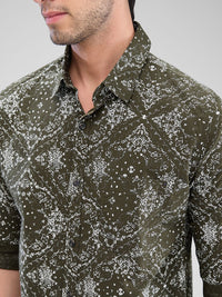 SPYKAR Men Slim Fit Abstract Opaque Printed Casual Shirt