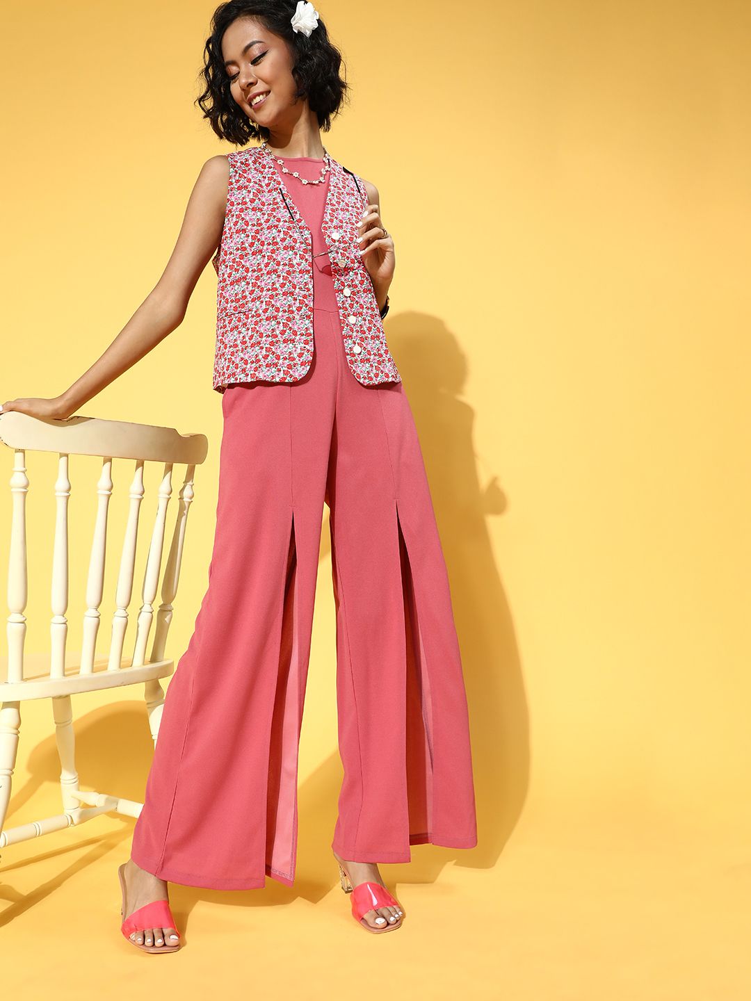 Athena Women Attractive Peach Solid Jumpsuit