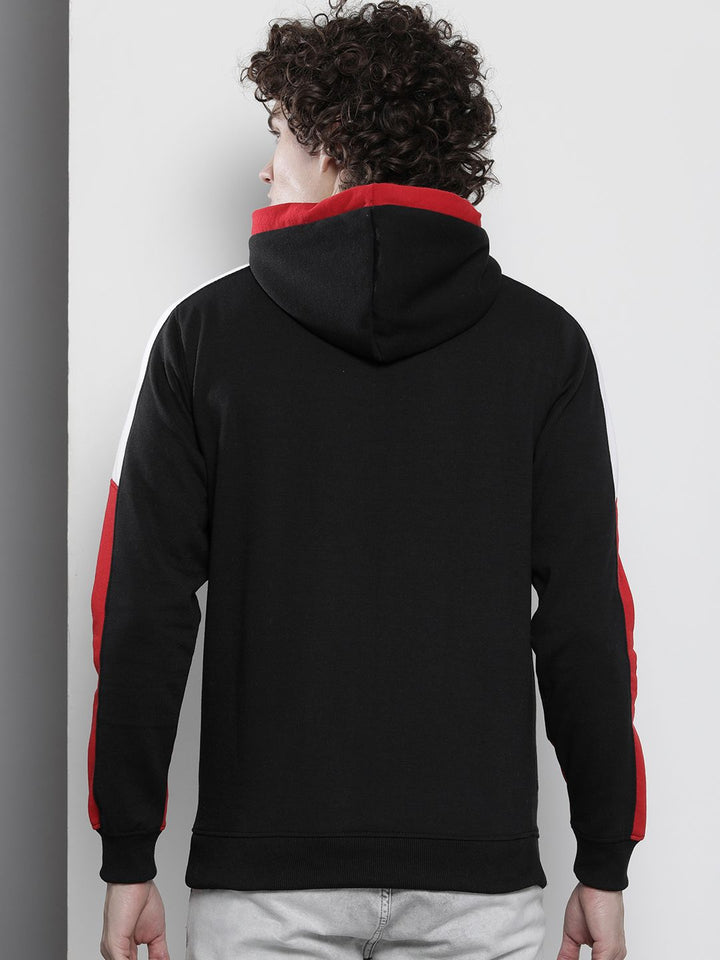 The Indian Garage Co Men Black & White Printed Hooded Sweatshirt