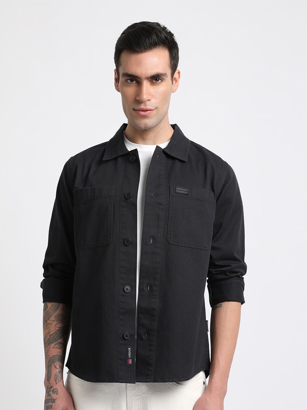 THE BEAR HOUSE Men Solid Regular Fit Cotton Shacket