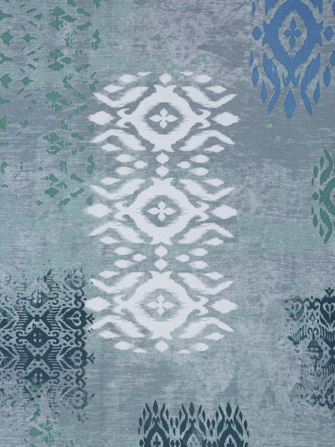 KLOTTHE Blue & Grey Printed Pure Cotton 400 TC Single Bedsheet With Pillow Cover