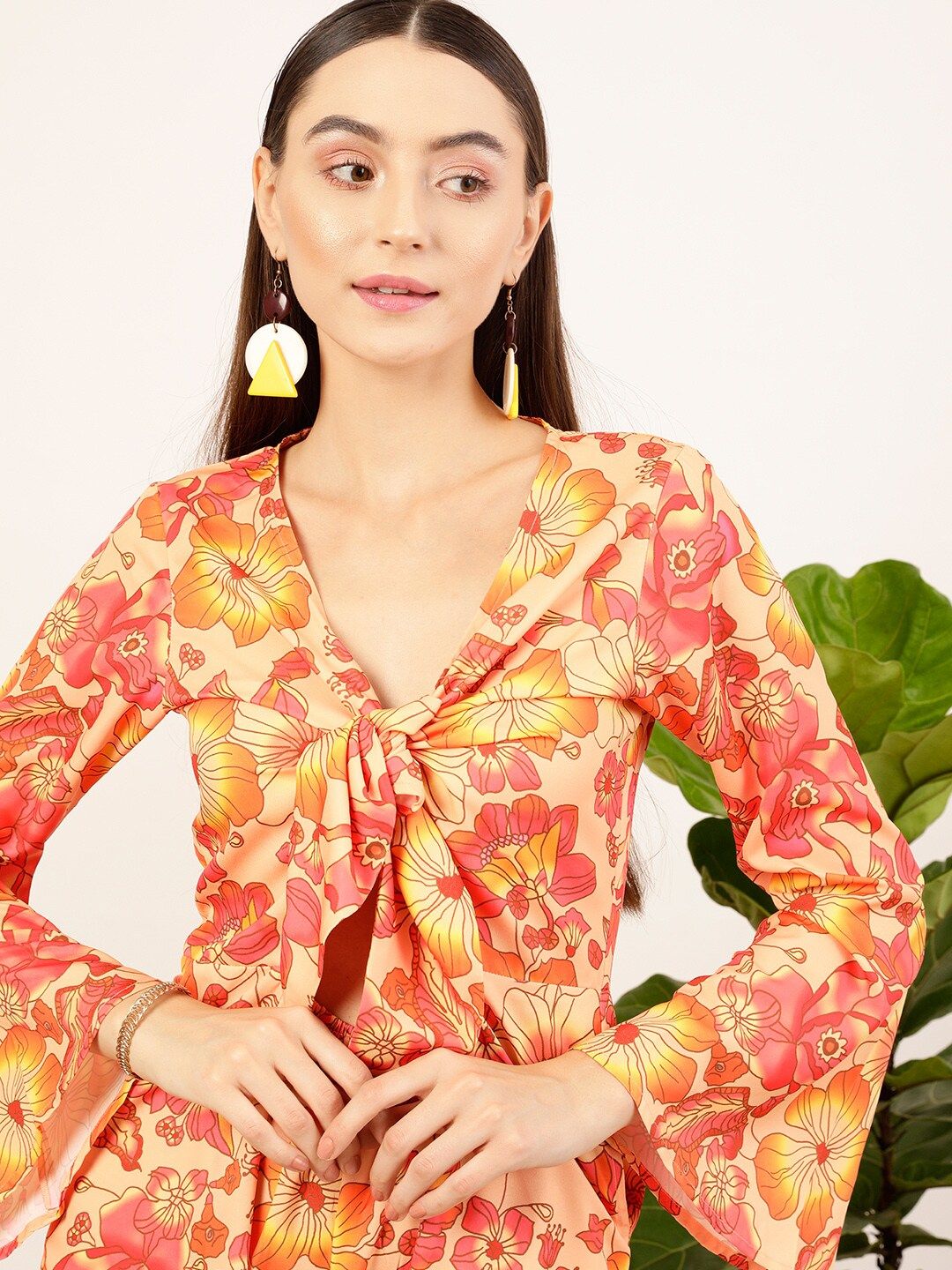 STREET 9 Floral Printed Tie Up Neck Jumpsuit