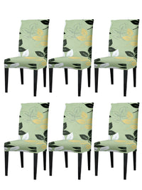 Cortina Green 6 Pieces Floral Printed Dining Chair Covers