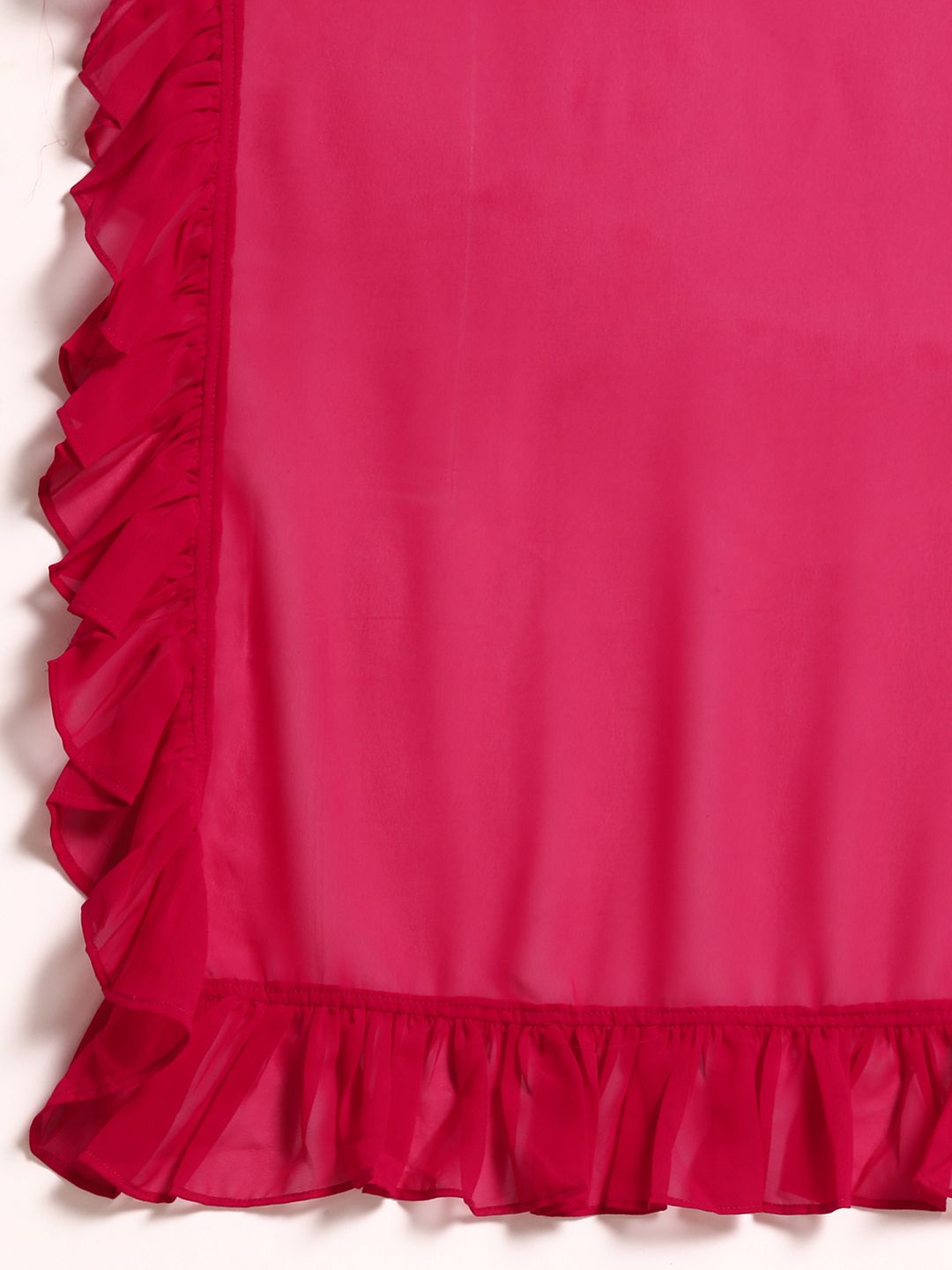 Libas Pure Georgette Ruffled Detail Dhoti Saree with Stitched Blouse