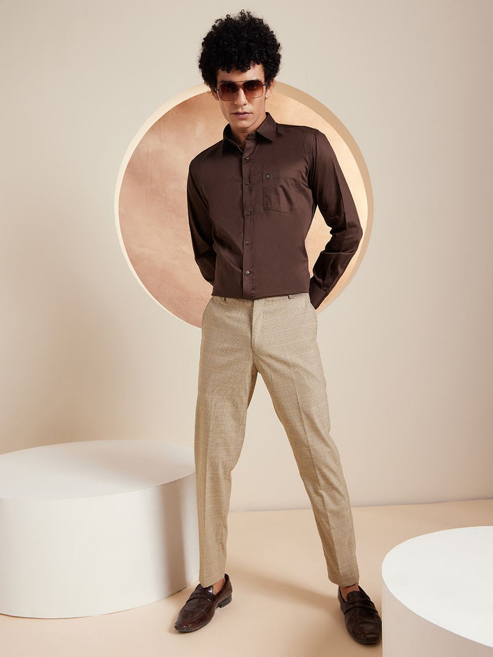 DENNISON Smart Solid Opaque Pure Cotton Satin Shirt