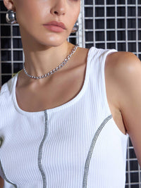 SASSAFRAS White Square Neck Tank Top