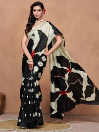 Kalini Womne's Art Silk Printed and Polka Dot Saree With Blouse Piece