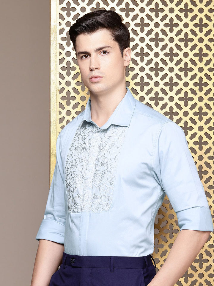 House of Pataudi Men Embroidered Red Carpet Party Shirt