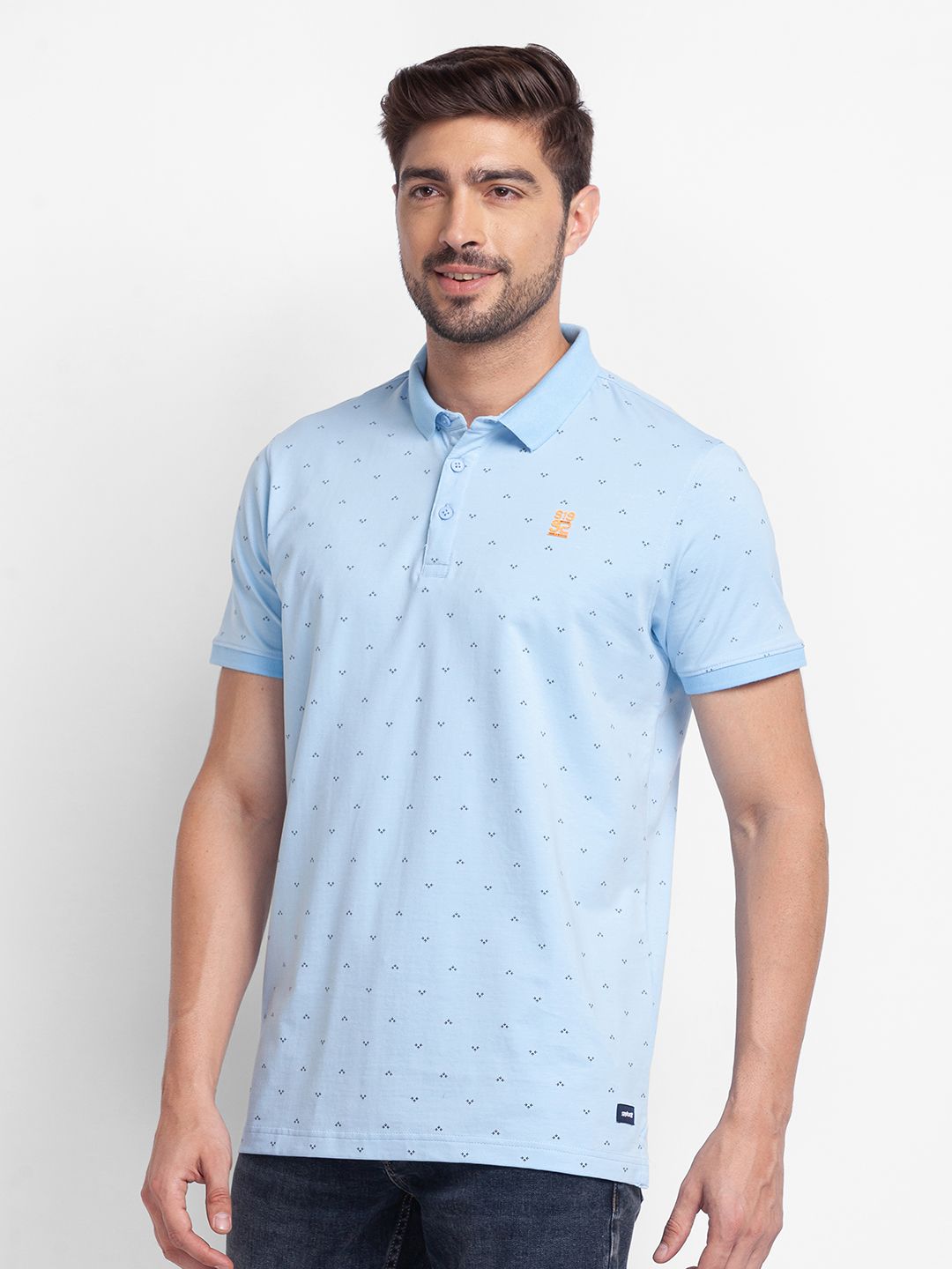 SPYKAR Conversational Printed Polo Collar Slim Fit Casual T-shirt