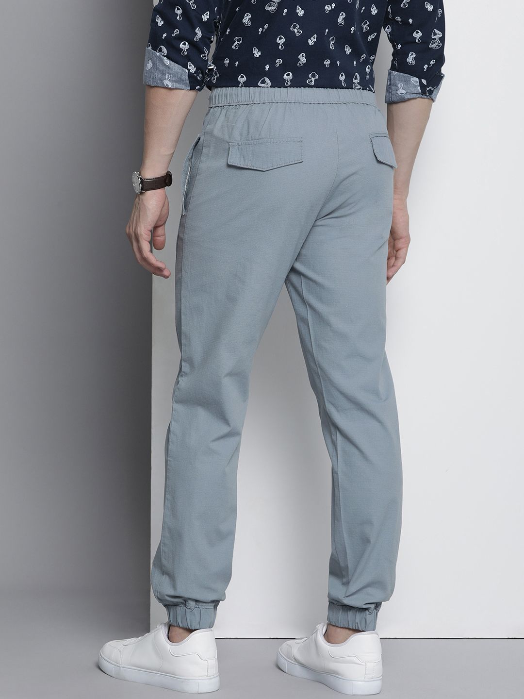 The Indian Garage Co Solid Cotton Joggers Trousers