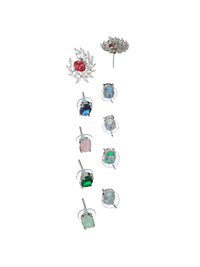 Priyaasi Set OF 5 Silver-Plated Contemporary Studs Earrings