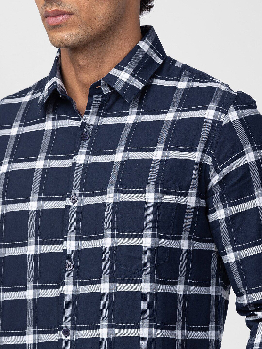 SPYKAR Men Windowpane Checked Casual Shirt