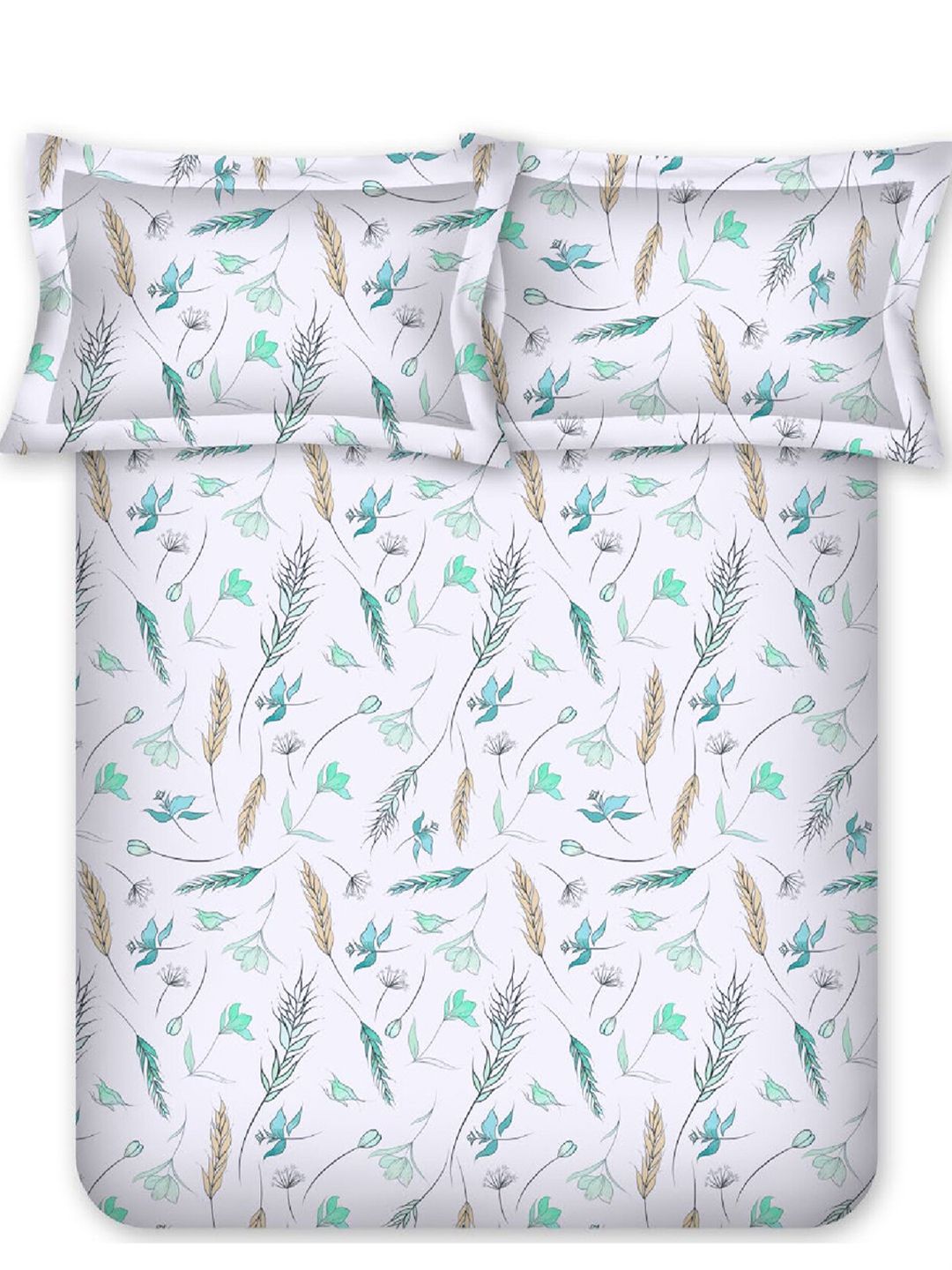 BOMBAY DYEING Vintage White Floral Pure Cotton 180 TC King Bedsheet Set 2.74 m X 2.74 m