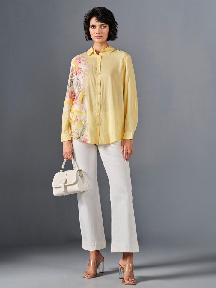 AND Shirt Collar Long Sleeves Floral Printed Shirt