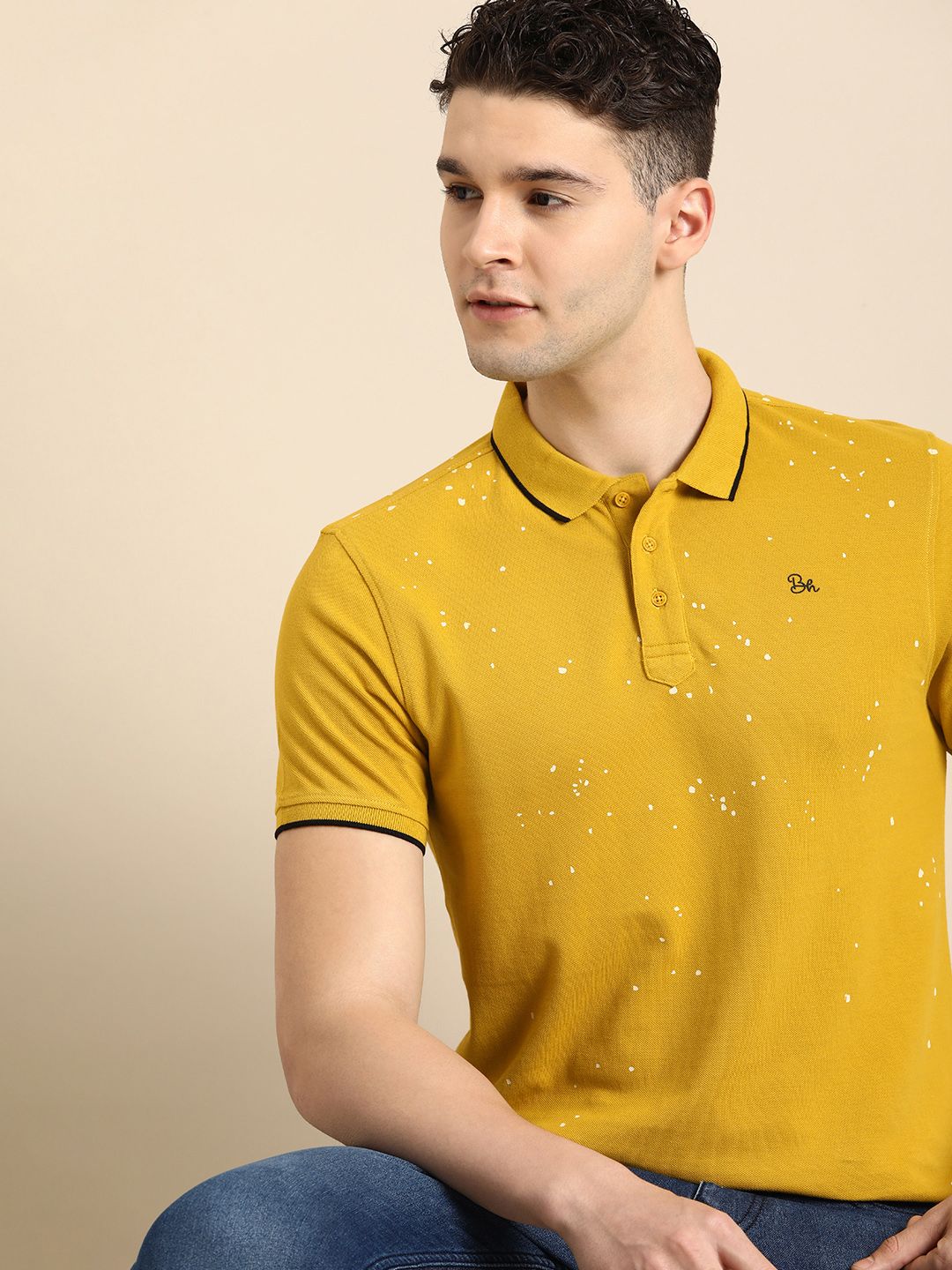 Being Human Printed Polo Collar Pure Cotton T-shirt