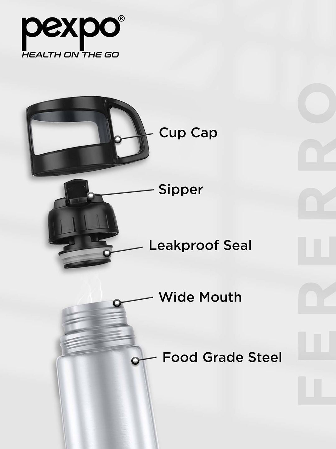 Pexpo Fererro Silver-Toned ISI Certified Thermosteel Hot flask Insulated Water Bottle 1L