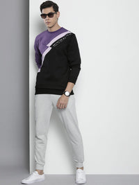 The Indian Garage Co Men Black &Purple Colourblocked Sweatshirt