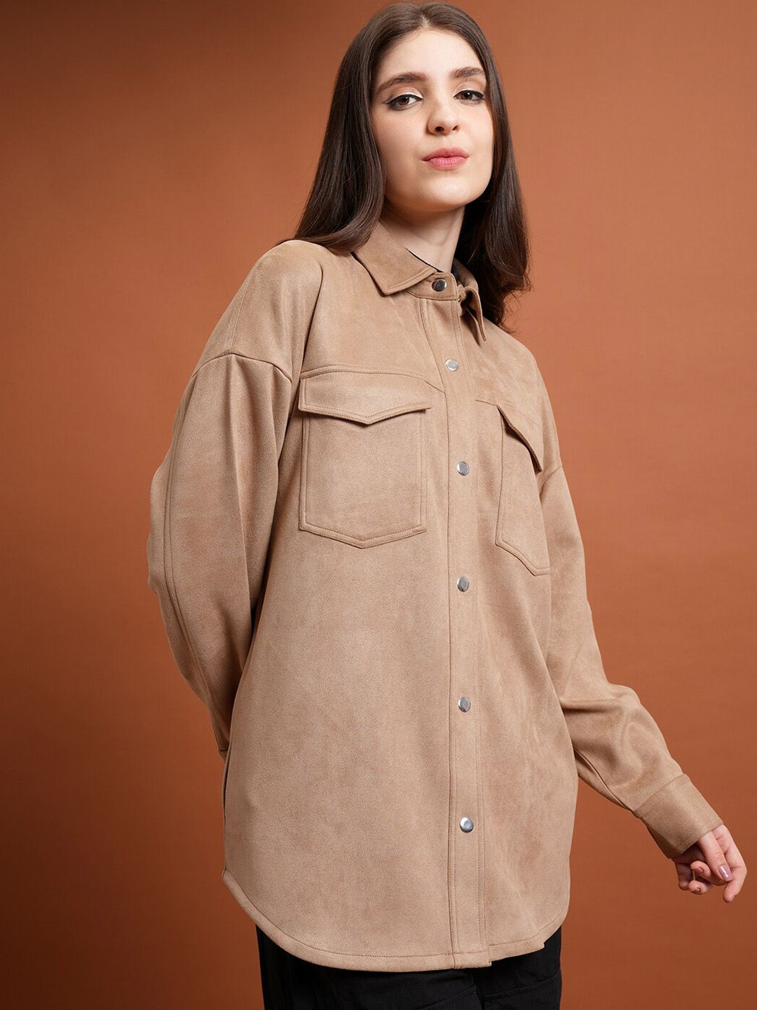 Tokyo Talkies Beige Spread Collar Tailored Jacket