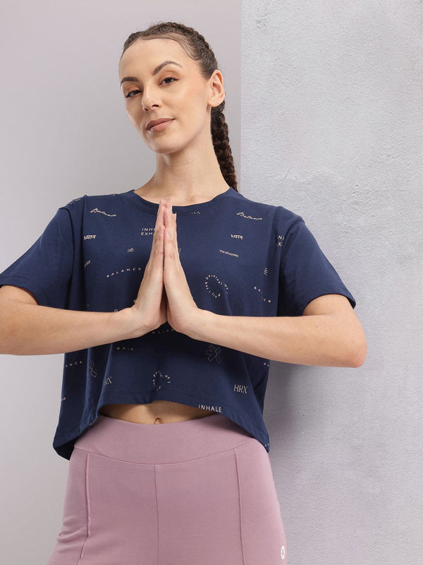 HRX by Hrithik Roshan Typography Printed Drop-Shoulder Sleeves Yoga T-Shirt