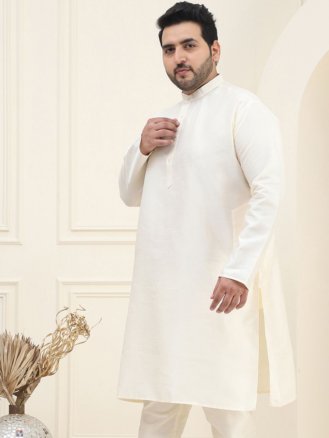 SOJANYA PLUS Size Men Off White Kurta