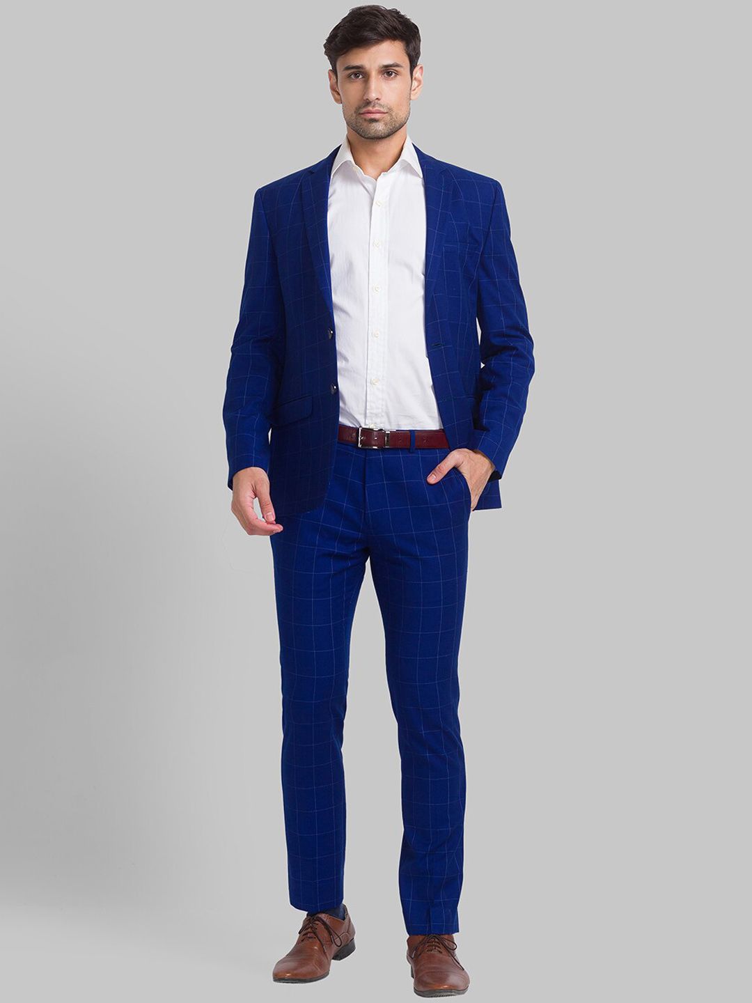 Park Avenue Men Checked Super Slim Fit 2 Piece Formal Suit
