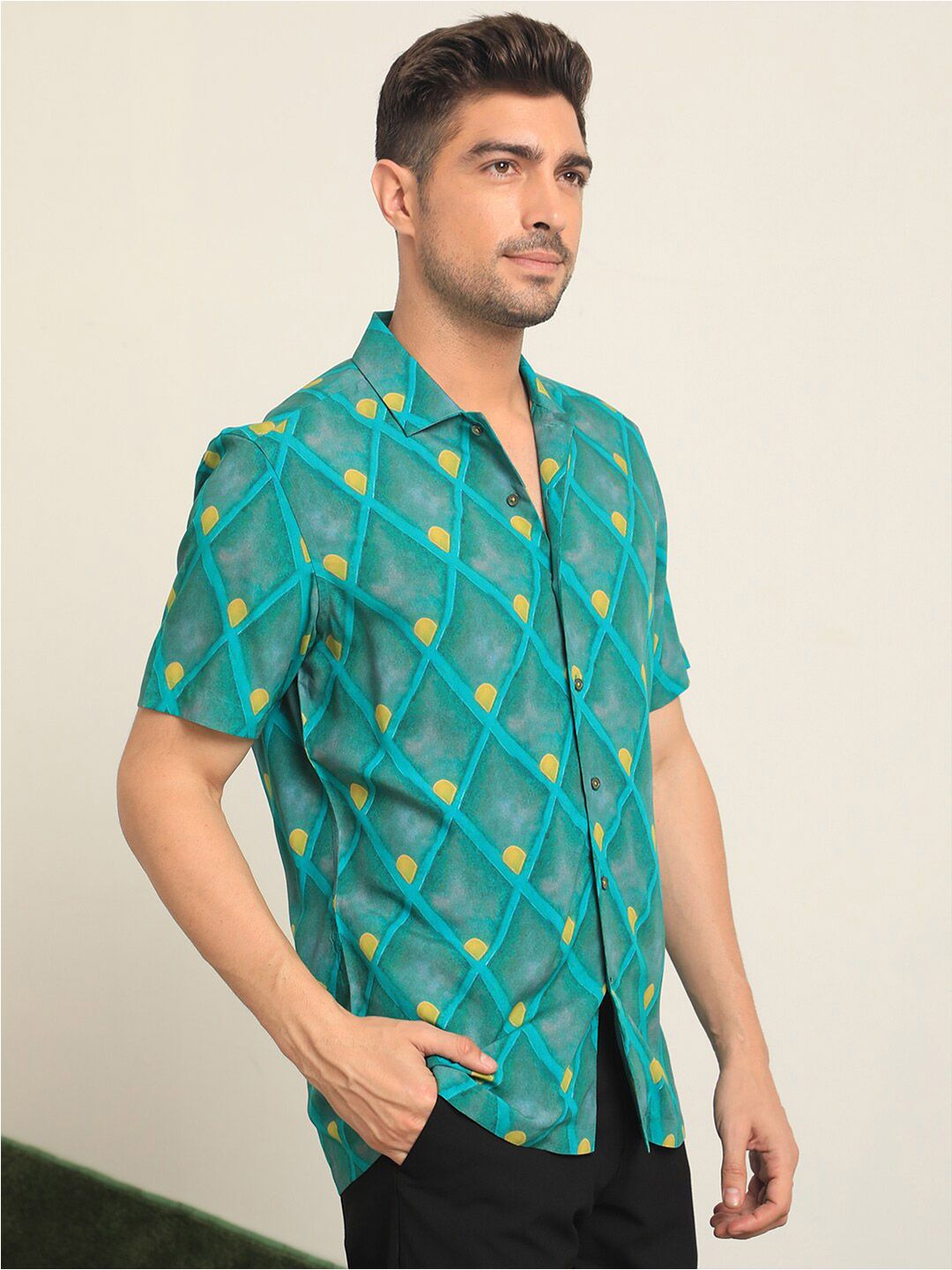 RARE RABBIT Men Diam Slim Fit Opaque Checked Cotton Shirt