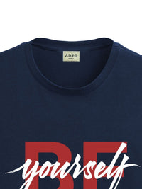 ADRO Men Typography Printed Applique T-shirt