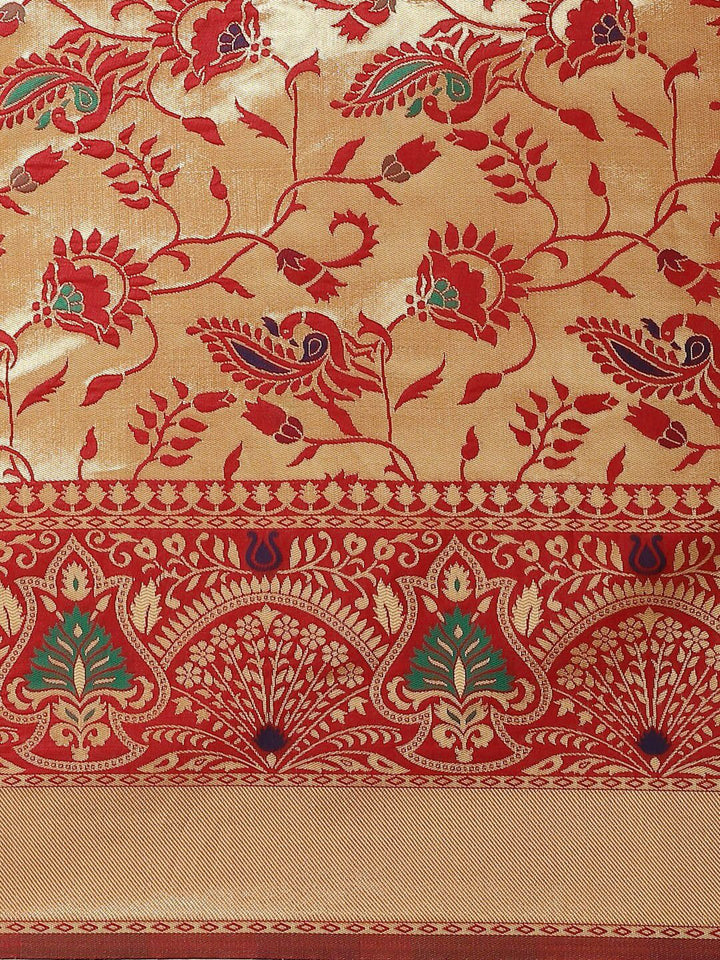 Saree mall Red & Golden Woven Design Banarasi Saree