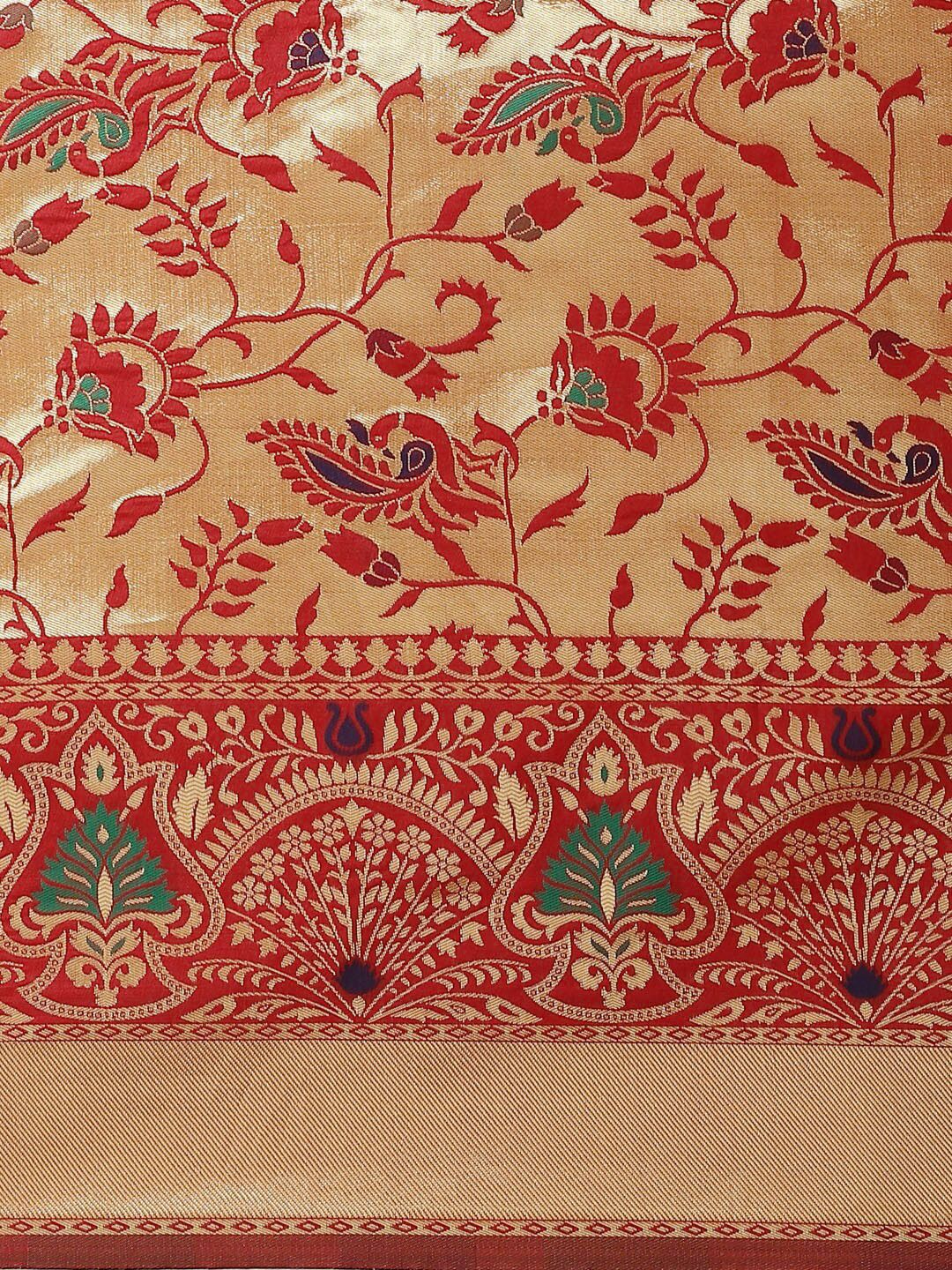 Saree mall Red & Golden Woven Design Banarasi Saree