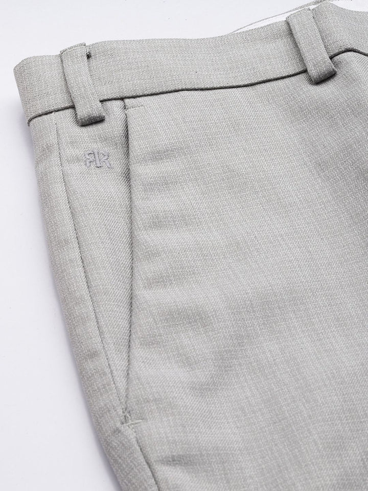 Raymond Men Slim Fit Self-Design Checked Formal Trousers