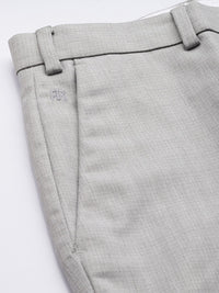 Raymond Men Slim Fit Self-Design Checked Formal Trousers
