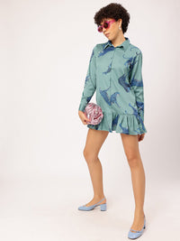 DressBerry Jungle Fever Flounce Hem Shirt Style Mini Dress