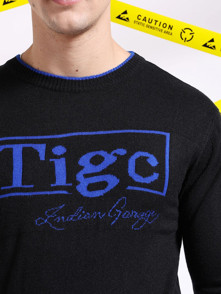 The Indian Garage Co Typography Printed Pullover Acrylic Sweater