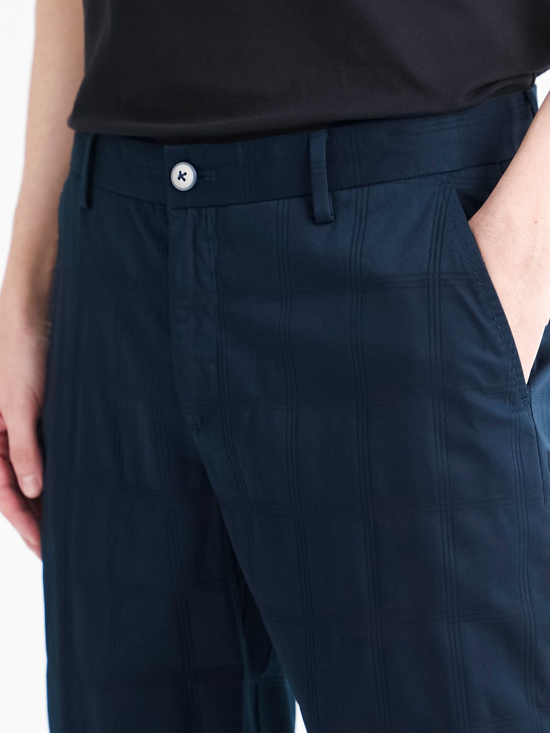 RARE RABBIT Men Quince Mid Rise Cotton Slim Fit Trouser
