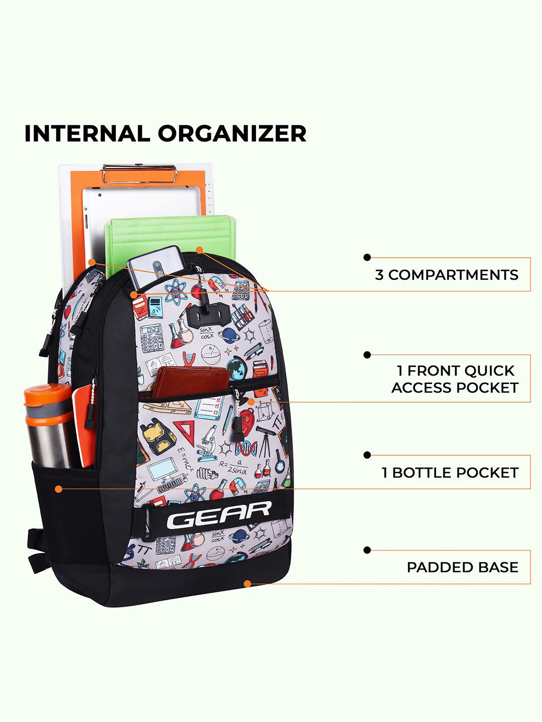 Gear Boys Graphic Printed Backpack