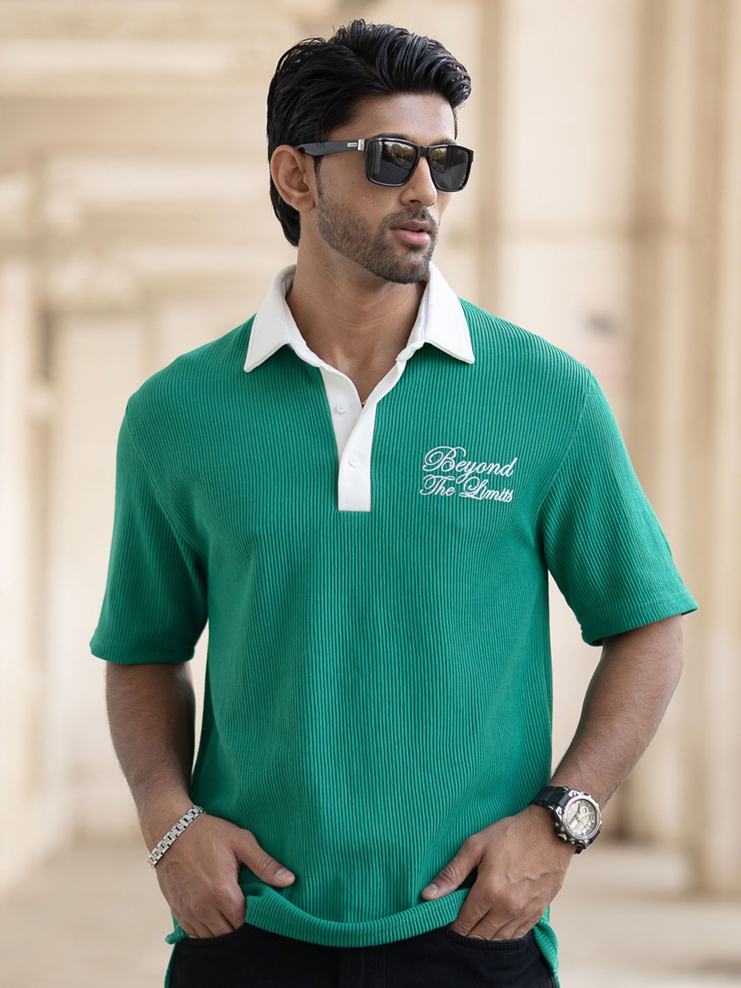 Powerlook Men Typography Printed Polo Collar T-shirt