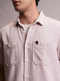 Locomotive Men Light Pink Dobby Textured Checked Utility Pocket Regular Shirt