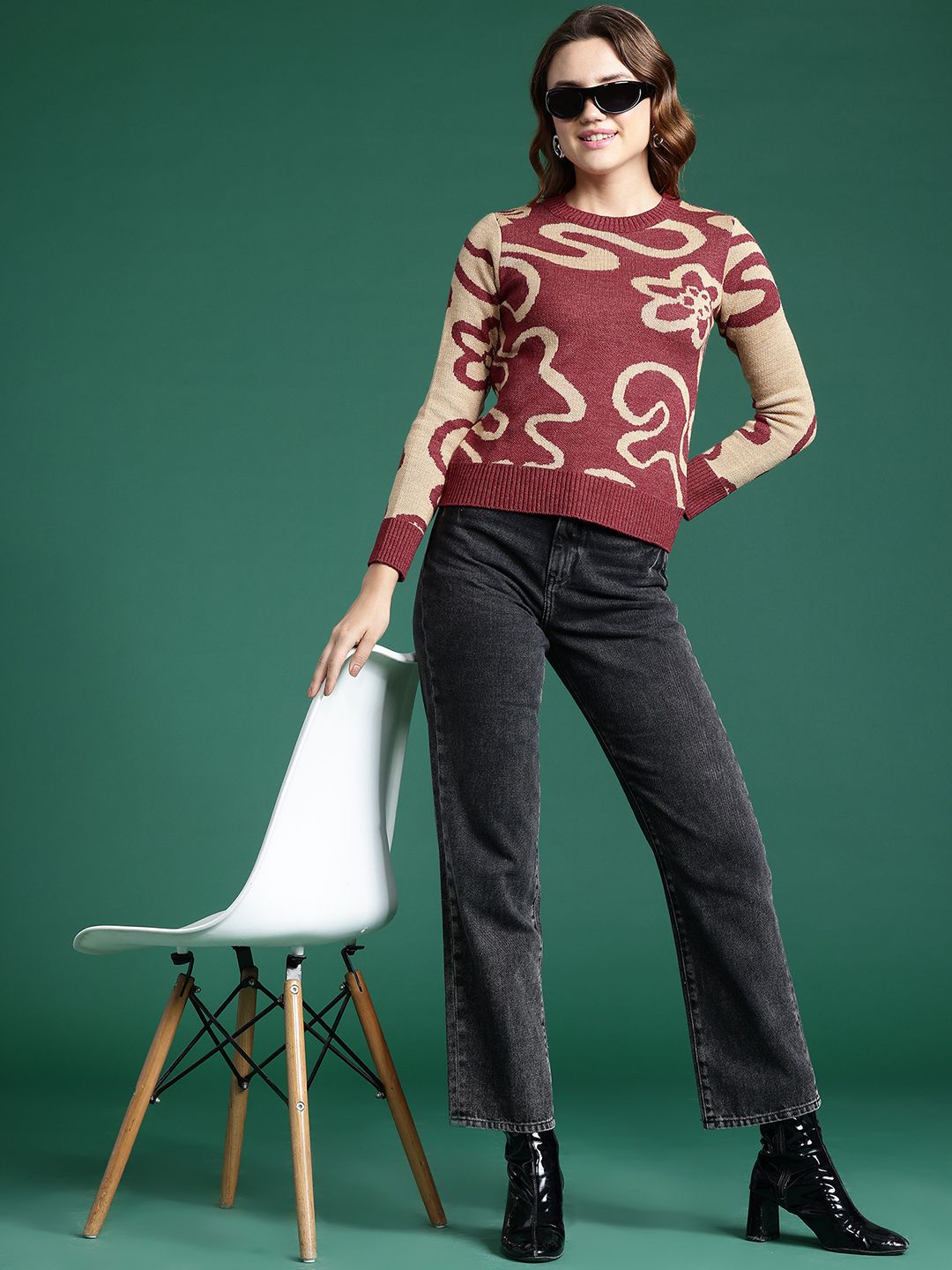 DressBerry Wanita Pullover Akrilik Abstrak