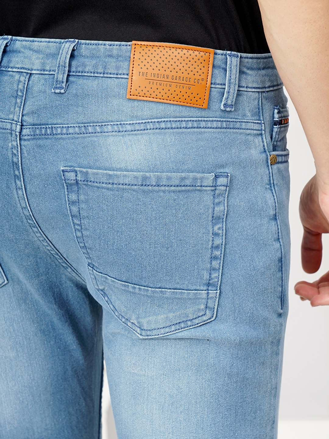 The Indian Garage Co Men Blue Slim Fit Low-Rise Low Distress Stretchable Jeans