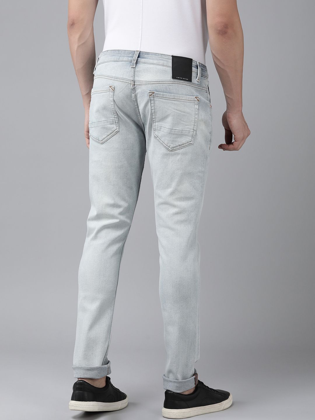 SPYKAR Men Skinny Slim Fit Low-Rise Slash Knee Heavy Fade Stretchable Jeans