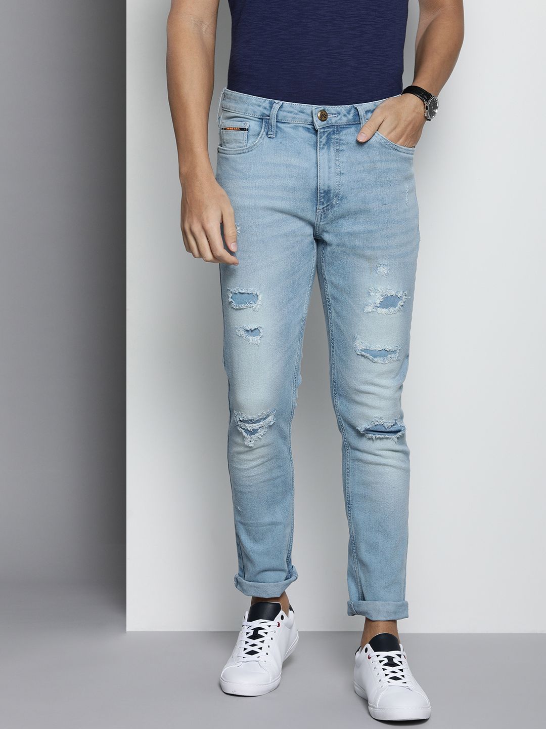 The Indian Garage Co Men Blue Slim Fit Stretchable Jeans