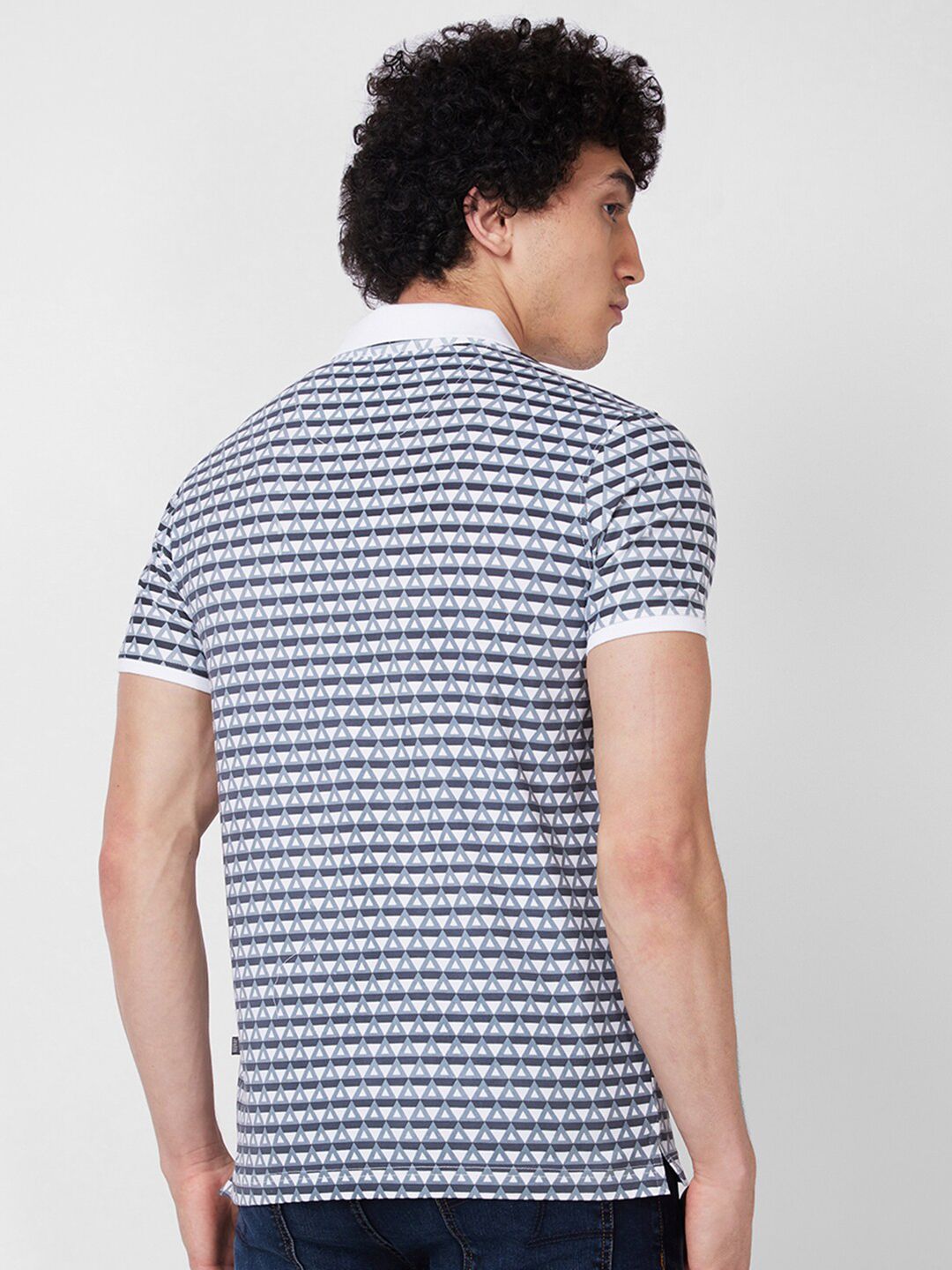 SPYKAR Geometric Printed Polo Collar Cotton Slim Fit T-shirt