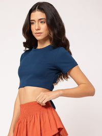 DressBerry Ribbed Rebel Open Tie-Up Back Crop Top